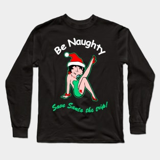 Be Naughty Betty Boop Christmas Long Sleeve T-Shirt